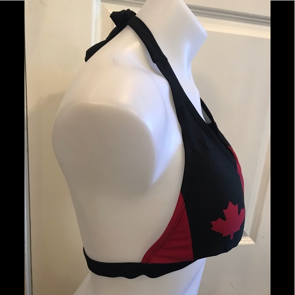 Canada Maple Leaf Bikini Black and Red Top - Picture 3 of 9